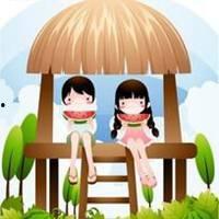 兄妹吃瓜头像卡通,卡通头像演绎温馨日常